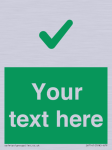 Custom green background, green tick sign